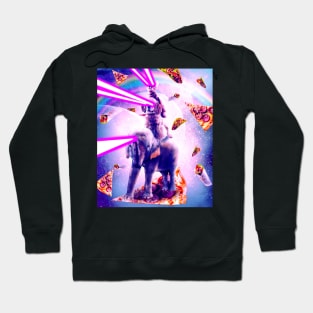 Laser Eyes Space Cat Riding Dog And Elephant Hoodie